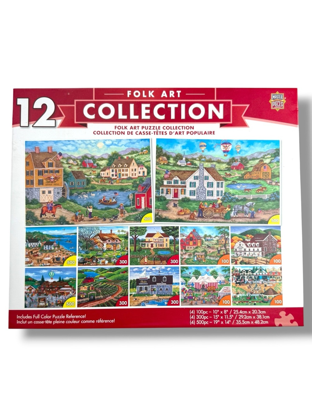 MasterPieces Folk Art Collection 12 Puzzle Set Country Americana